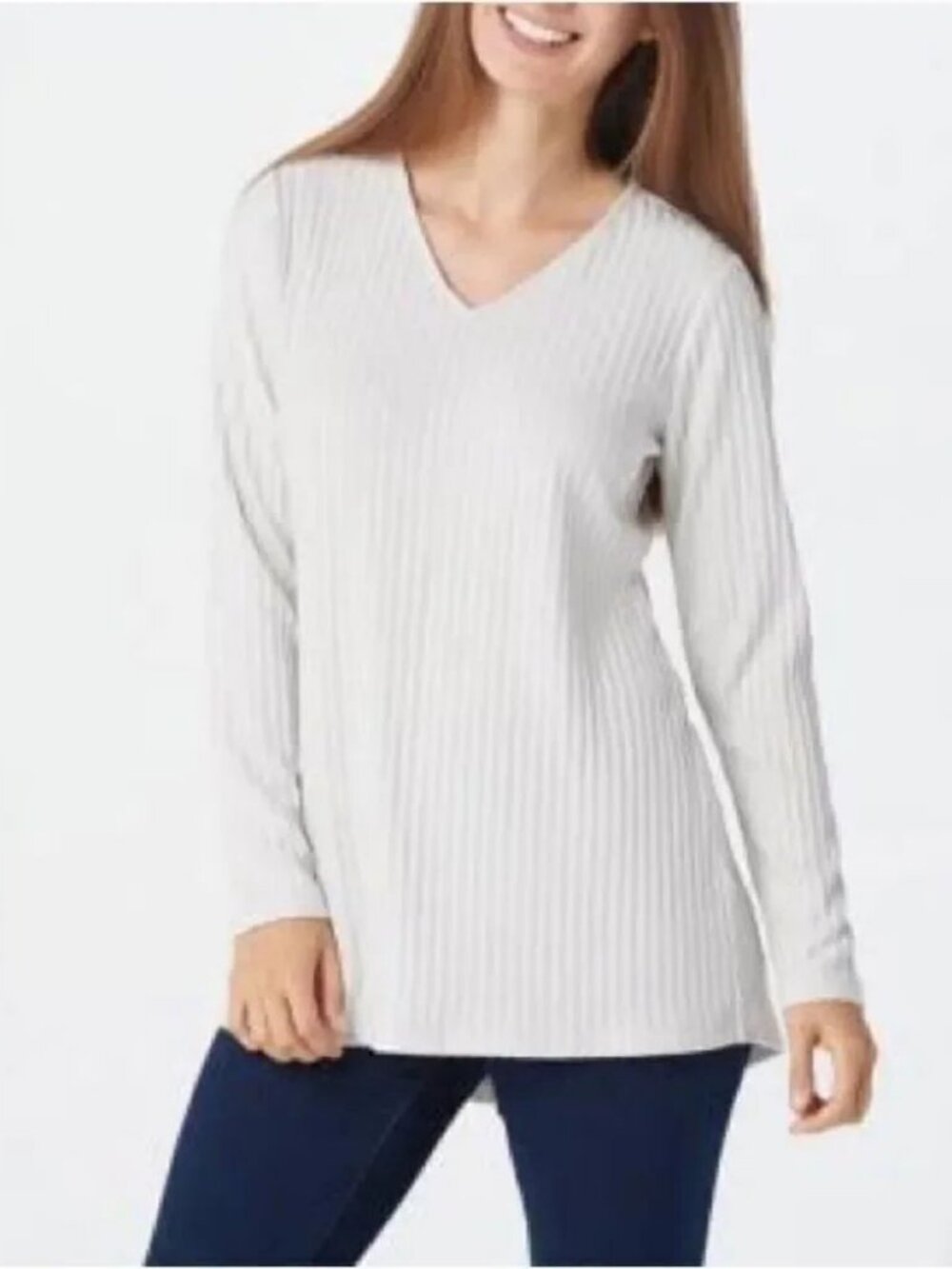 Susan Graver Hi-Low Hem Ribbed Sweater Knit Tunic